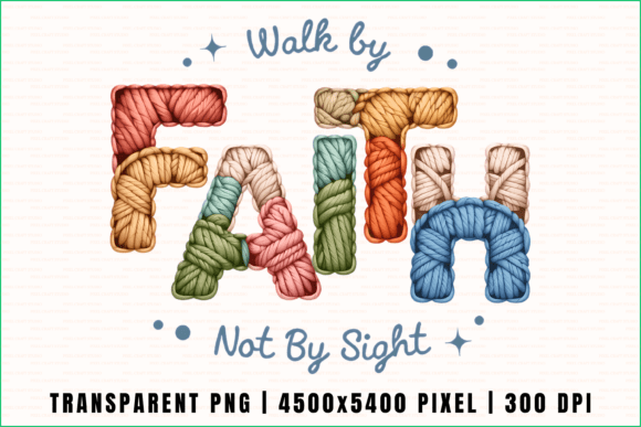 Christian Faith Over Fear Embroidery PNG