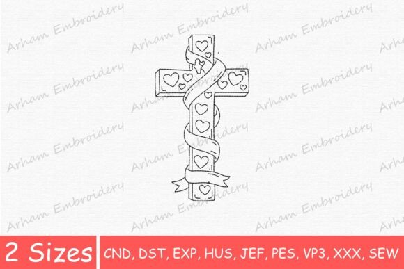 Christian Heart Cross with Ribbon