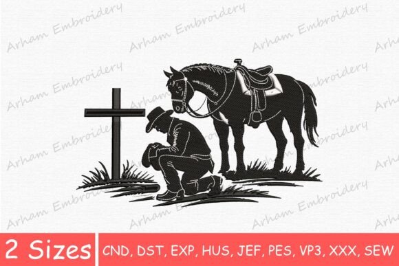Cowboy Praying at Christian Cross