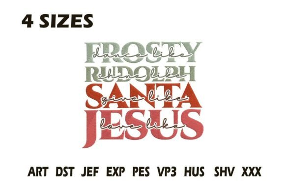 Frosty Rudolph Santa Jesus Embroidery