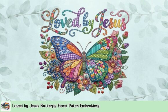 Loved by Jesus Butterfly Floral Patch Embroidery